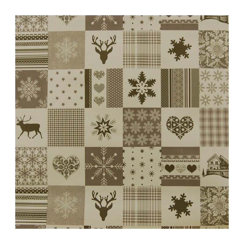toile cirée design patchwork noël largeur 140 cm