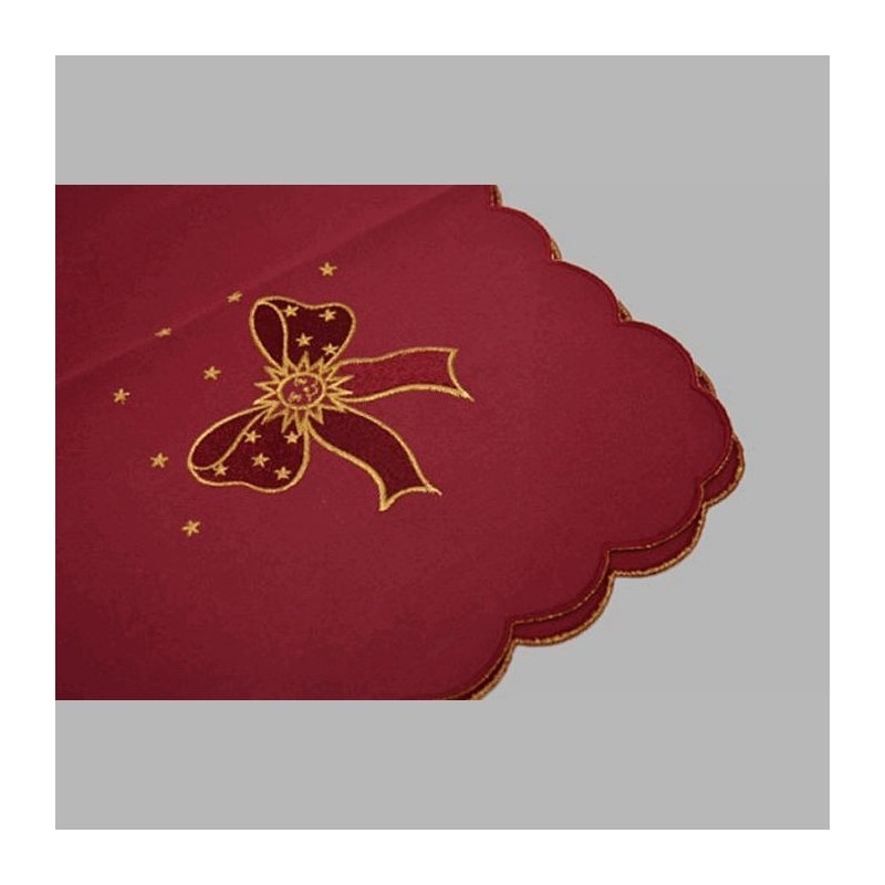 tablecloth embroidered design Christmas bordeau red 80 x 80 cm