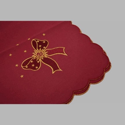 tablecloth embroidered design Christmas bordeau red 80 x 80 cm