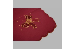 nappe ou nap brodé design de Noël rouge bordeau 80 x 80 cm