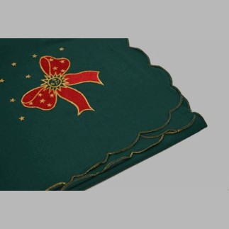 nappe ou nap brodé design de Noël verte 85 x 85 cm