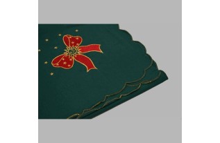 nappe ou nap brodé design de Noël verte 85 x 85 cm