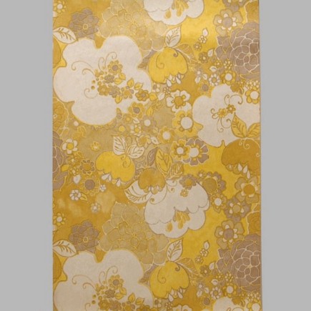 retro behang Geel Gebloemd