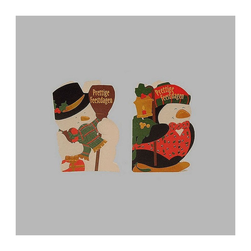 kerstkaarten sneeuwpop en pinquins 12 stuks met envelop