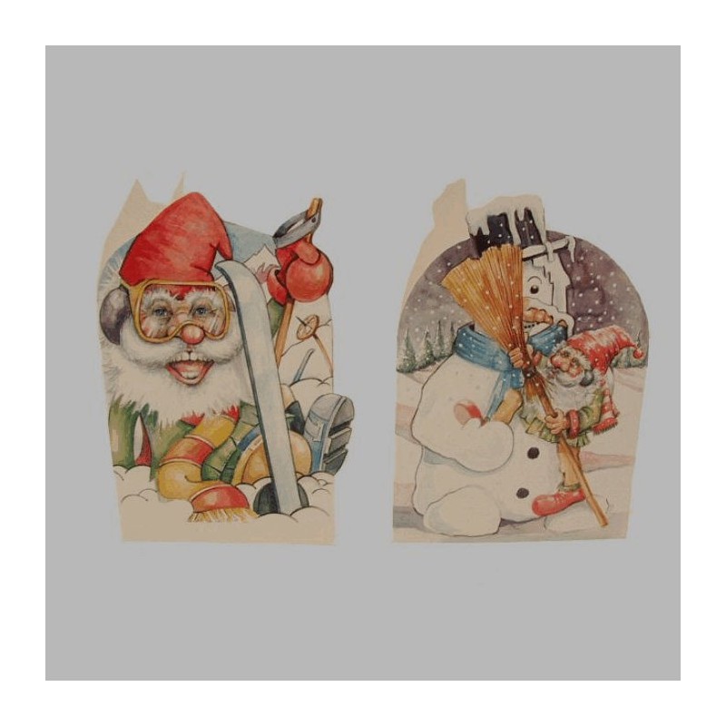Christmas cards snowman and monkey 12 pieces with envelope