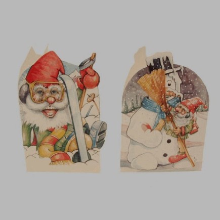 kerstkaarten sneeuwpop en aap 12 stuks met envelop