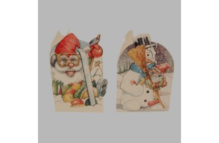 Christmas cards snowman and monkey 12 pieces with envelope