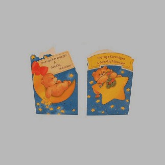 Christmas cards bear and stars 12 pieces with envelope