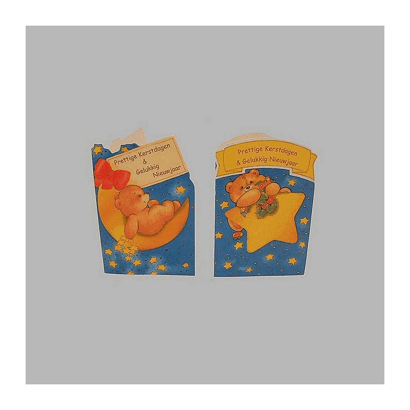 Christmas cards bear and stars 12 pieces with envelope