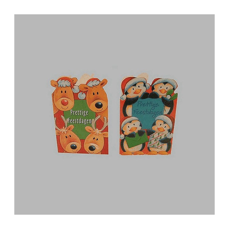 kerstkaarten rendier en pinguin 12 stuks met envelop kerstkaarten rendier en pinguin 12 stuks met envelop