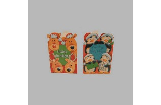 Christmas cards reindeer and penguin 12 pieces with envelope