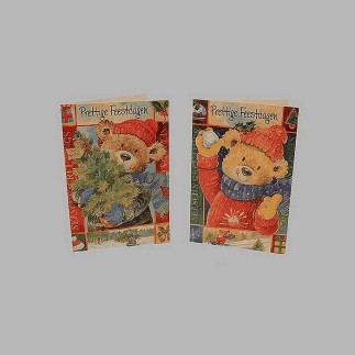 Kerstkaarten beren met kerstboom 10 stuks met envelop