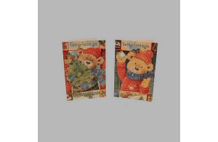 Kerstkaarten beren met kerstboom 10 stuks met envelop