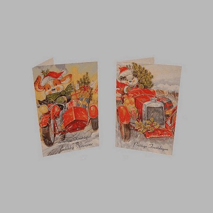 Christmas cards Rabbit with car 10 pcs with envelope