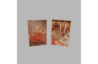 Kerstkaarten horloge en champagne 10 stuks met envelop