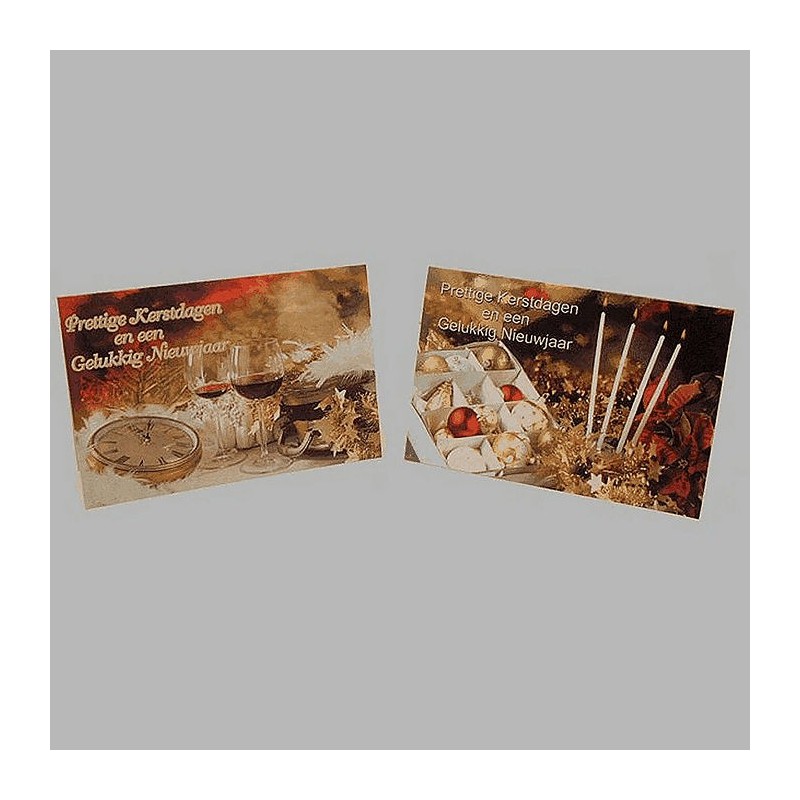 Kerstkaarten horloge en kaarsen 10 stuks met envelop Kerstkaarten horloge en kaarsen 10 stuks met envelop
