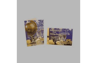 Christmas cards Globe and champagne 10 pieces with envelope