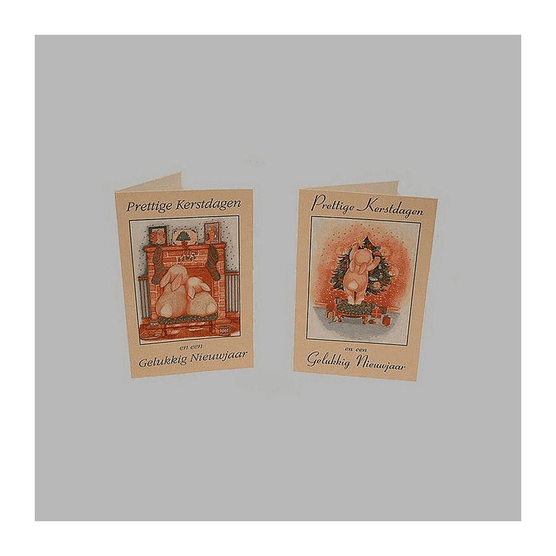 Kerstkaarten kerstkonijntjes 10 stuks met envelop Kerstkaarten kerstkonijntjes 10 stuks met envelop