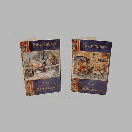 Christmas cards carriage with horses-landscape 10 pcs with envel
