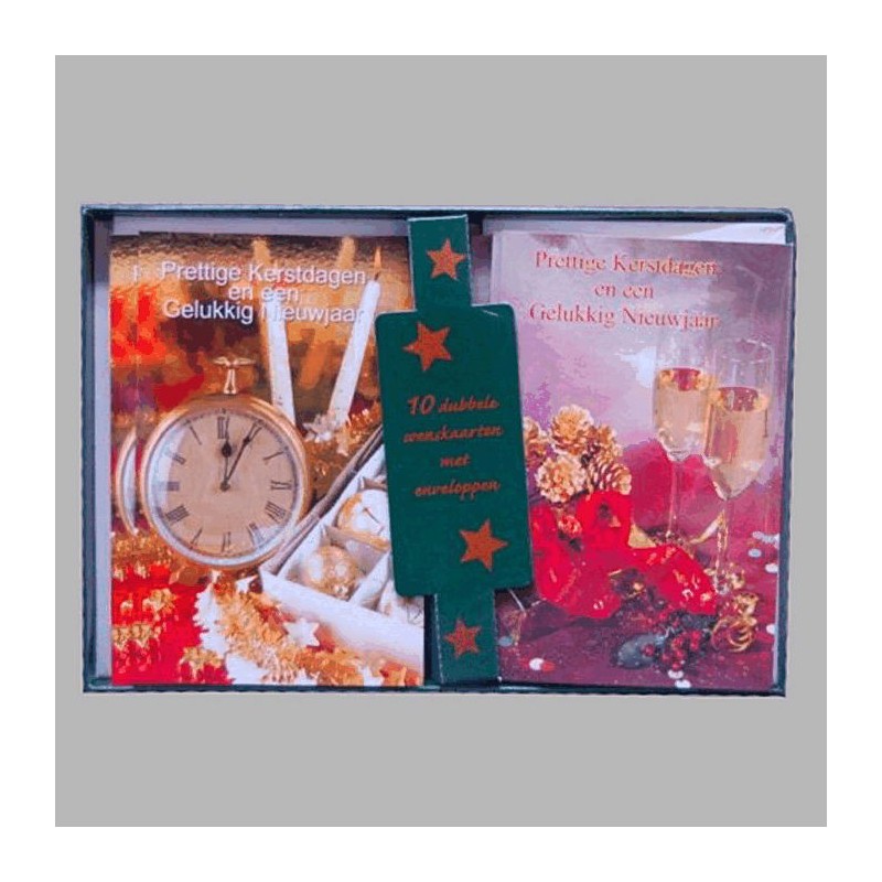 Christmas card clock and champagne