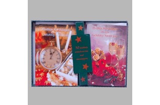 Christmas card clock and champagne