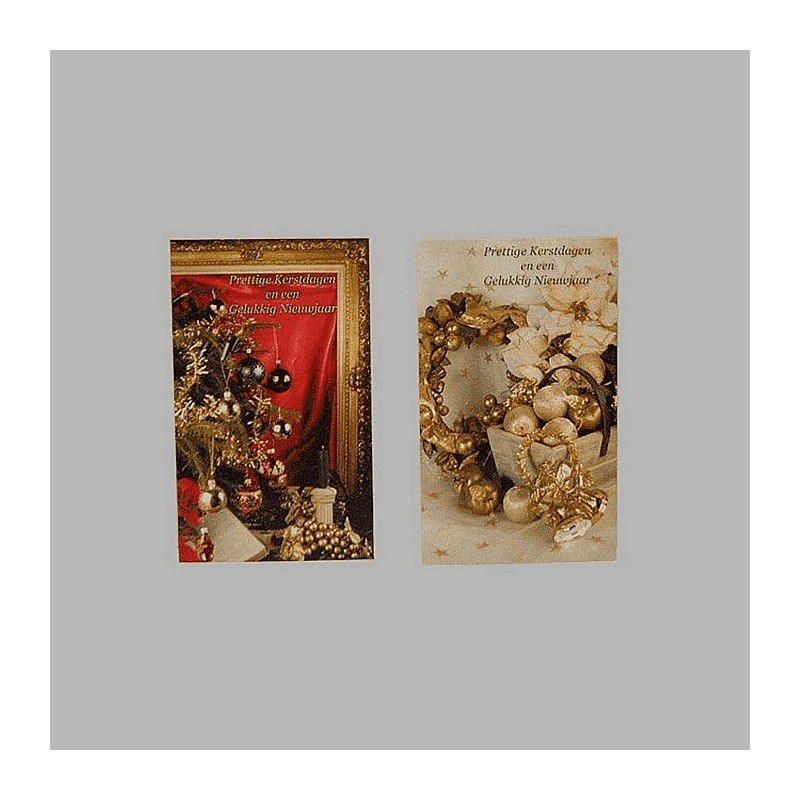 Christmas cards framework list and cart red and gold 6 pcs