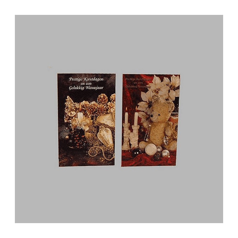Christmas cards bear and pine cones 6 pcs