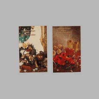 Kerstkaarten wereldbol en champagne 6 stuks