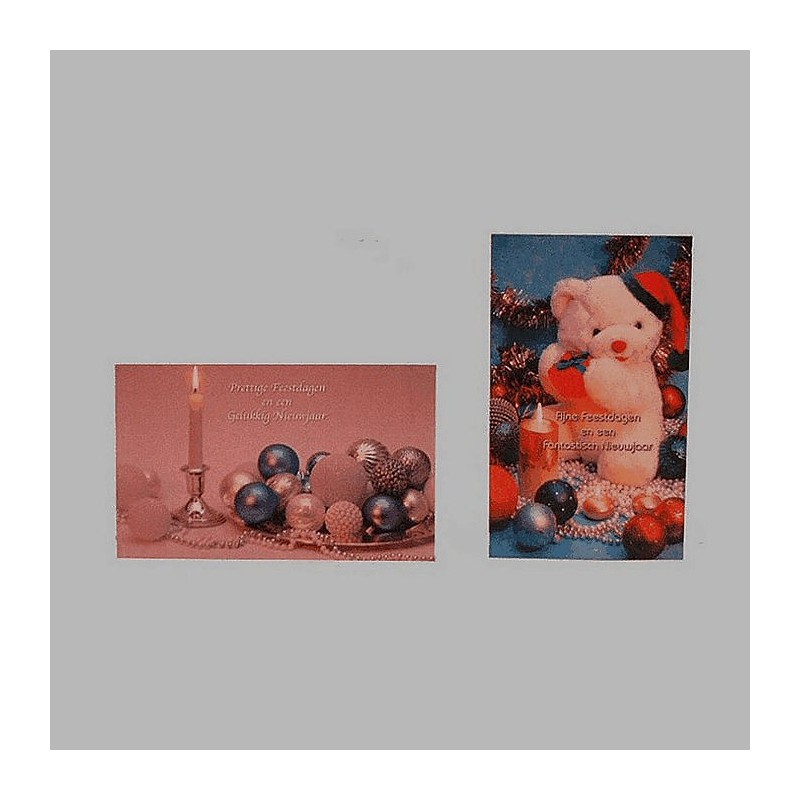 Christmas cards rose bear and candle 6 pcs