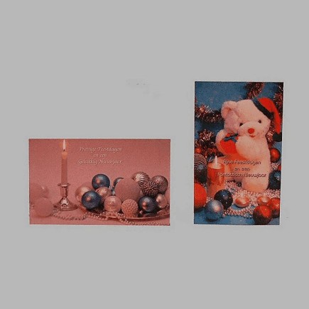 Cartes de Noël ours rose et bougie 6 pcs