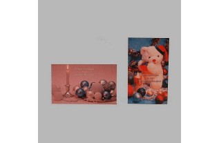 Kerstkaarten rose beer en kaars 6 stuks