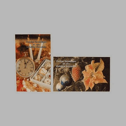 Kerstkaarten horloge en bloem 6 stuks