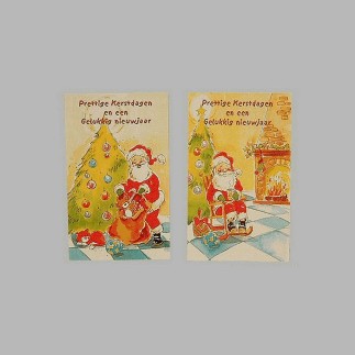 Cartes de Noël Santa Claus à  feu et des arbres 6 pcs