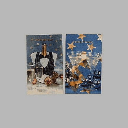 Cartes de Noël oberjas et champagne 6 pcs