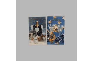 Kerstkaarten oberjas en champagne 6 stuks