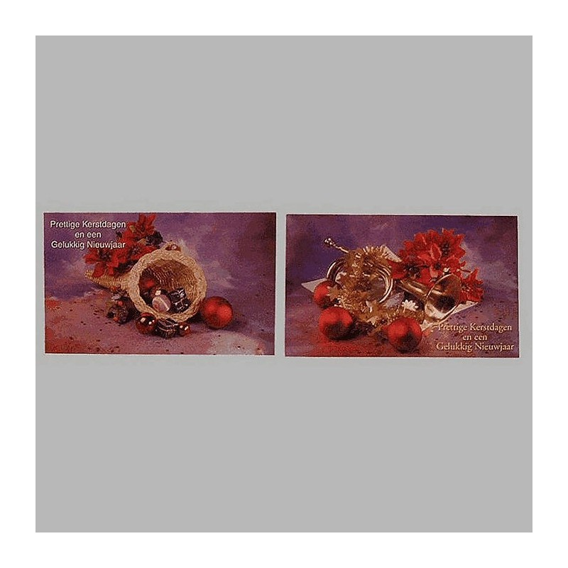 Kerstkaarten mand en muziek instrumenten 6 stuks Kerstkaarten mand en muziek instrumenten 6 stuks