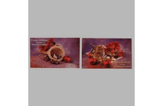 Kerstkaarten mand en muziek instrumenten 6 stuks