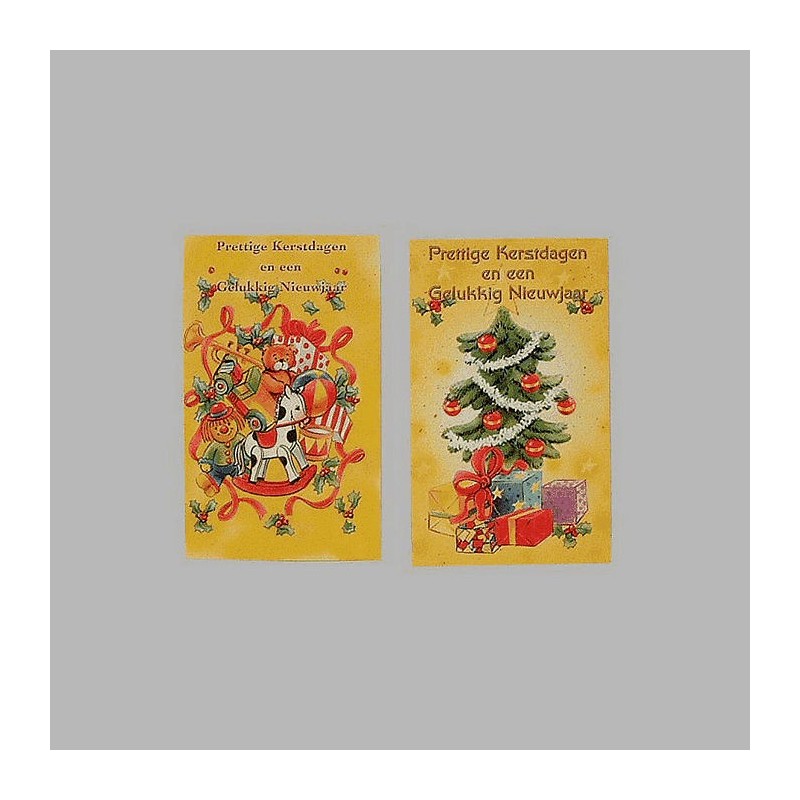 Christmas cards pine tree and toys 6 pcs