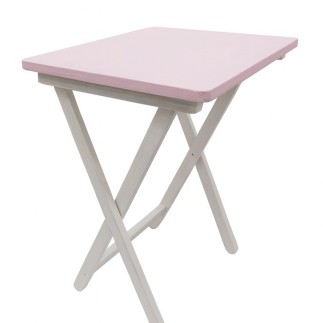 Table pliante peinte avec de la peinture décorative en rose shabby et blanc neige
