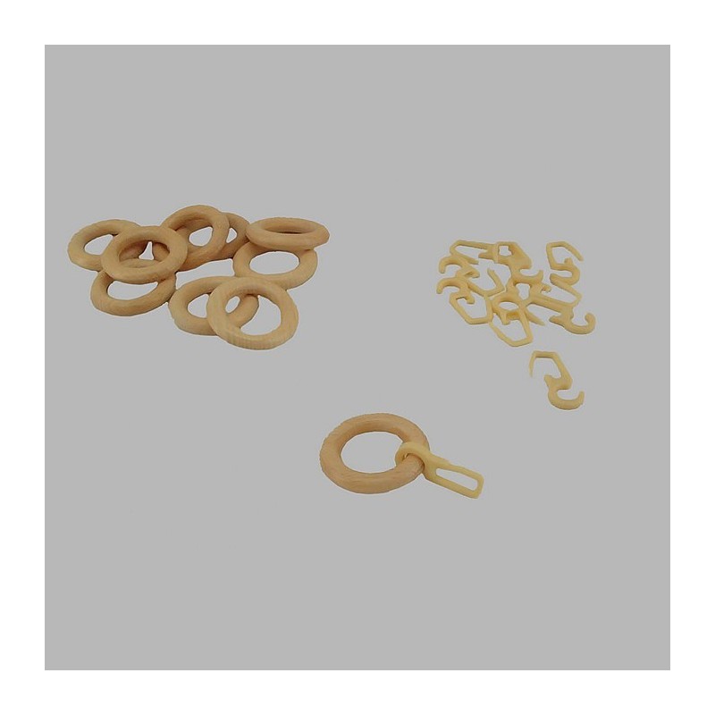 Anneaux de rideaux en bois naturel 10 pcs Anneaux de rideaux en bois naturel 10 pcs