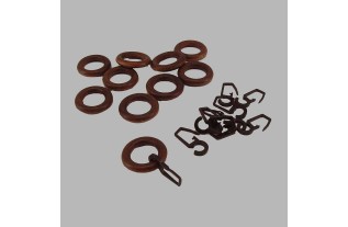 Curtain rings walnut wooden light brown 10 pcs