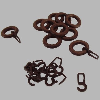 Anneaux de rideaux en bois noyer brun foncé 10 pcs