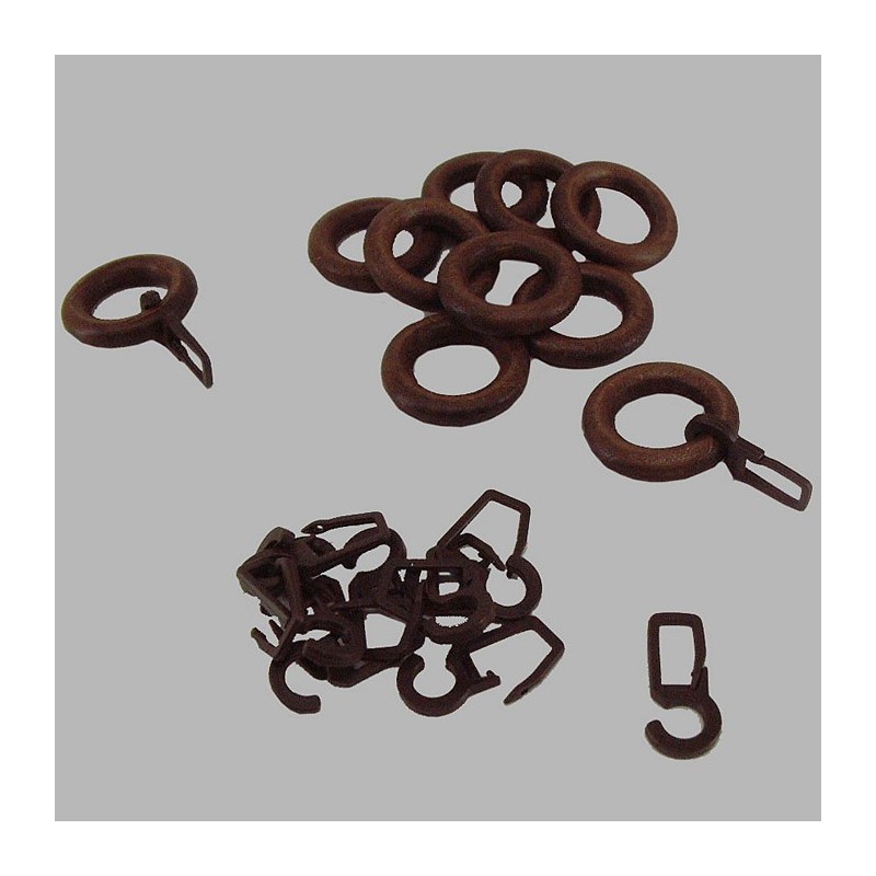 Curtain rings walnut dark wooden 10 pcs Curtain rings walnut dark wooden 10 pcs