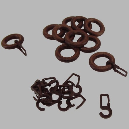 Anneaux de rideaux en bois noyer brun foncé 10 pcs