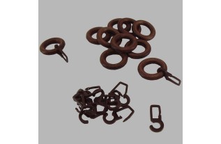 Anneaux de rideaux en bois noyer brun foncé 10 pcs
