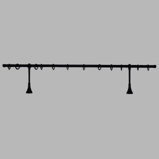 Gordijroede 20 mm compleet zwart L 119.5 cm steun en ringen