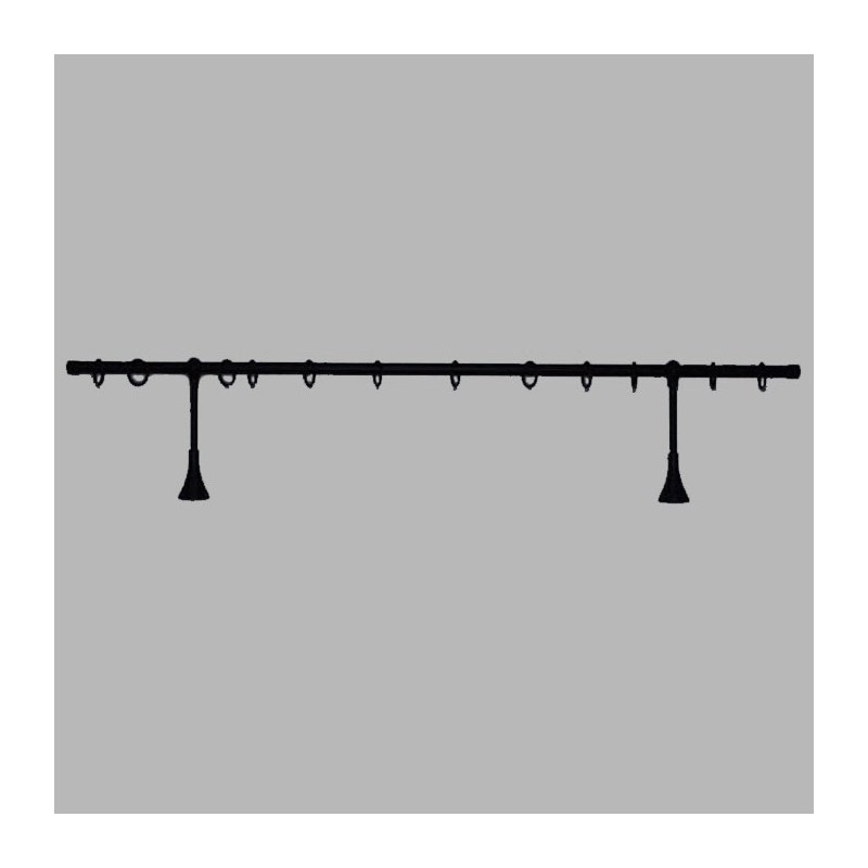 Curtain rod 20 mm complete black L 119 5 cm support and rings Curtain rod 20 mm complete black L 119 5 cm support and rings