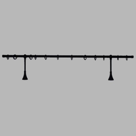 Tringle à rideau 20 mm complet noire L119.5 cm supports anneaux