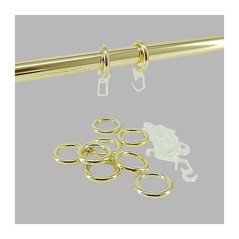 Anneaux de rideau plastique agraphes en laiton 35 x 23 mm 10 pcs