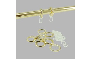 Anneaux de rideau plastique agraphes en laiton 35 x 23 mm 10 pcs